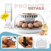 12 Eggs Incubator Automatic Hatching Chicken Quail Duck Hatcher Turner Transparent Humidity Temperature Control