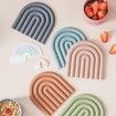 2 Pack Aesthetic Silicone Trivets for Hot Pot Holders Modern Heat Resistant Mats for Countertop Hot Pads Spoon Rest(Pink)