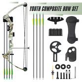 Compound Bow Arrow Set 15-20lbs Archery Sports Hunting Target Shooting RH Adjustable Speed for Youth Beginner Practice Camo