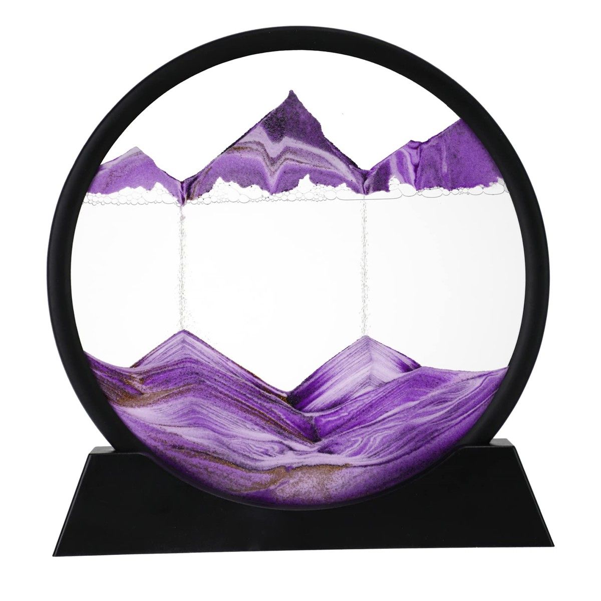 Moving Sand Art, 3D Dynamic Sand Art Liquid Motion, Round Glass 3D Deep Sea Sandscape Relaxing Home and Office Decorations (Purple,18cm)