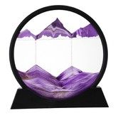 Moving Sand Art, 3D Dynamic Sand Art Liquid Motion, Round Glass 3D Deep Sea Sandscape Relaxing Home and Office Decorations (Purple,18cm)