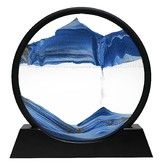 Moving Sand Art, 3D Dynamic Sand Art Liquid Motion, Round Glass 3D Deep Sea Sandscape Relaxing Home and Office Decorations (Blue,18cm)