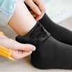 Female Winter Fleece Thick Warm Socks, Soft Boots Sleeping Socks Black （2 Pairs)