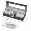 6 Slots Watch Box Organizer for Men,Black Watch Stand Display Storage Case Holiday Gift