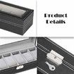 6 Slots Watch Box Organizer for Men,Black Watch Stand Display Storage Case Holiday Gift