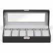 6 Slots Watch Box Organizer for Men,Black Watch Stand Display Storage Case Holiday Gift