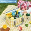 Insulated Picnic Bag Reusable,Beach Bag Cooler Bags,Cooler Bags with Zippered Top,Insulated Bag for Hot or Cold,Picnic,Beach,Food Delivery,Outdoor (Red & White)
