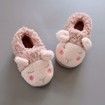 2Pairs 14cm Fuzzy Socks Slippers Thickened Indoor Cotton Shoes Wool Anti-Slip Warm Kids For 1-8 Year Col.Pink+Brown