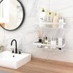 Shower Caddy Shelf Organizer Rack,Self Adhesive White Bathroom Shelves Basket,Home Farmhouse Wall Shower Inside Organization and Storage Decor Rv Accessories (2Pack)