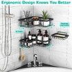 Corner Shower Caddy,Adhesive Shower Caddy with Soap Holder and 12 Hooks,Rustproof Stainless Steel Bathroom Shower Organizer,No Drilling Wall Mounted Shower Rack (3Pack)