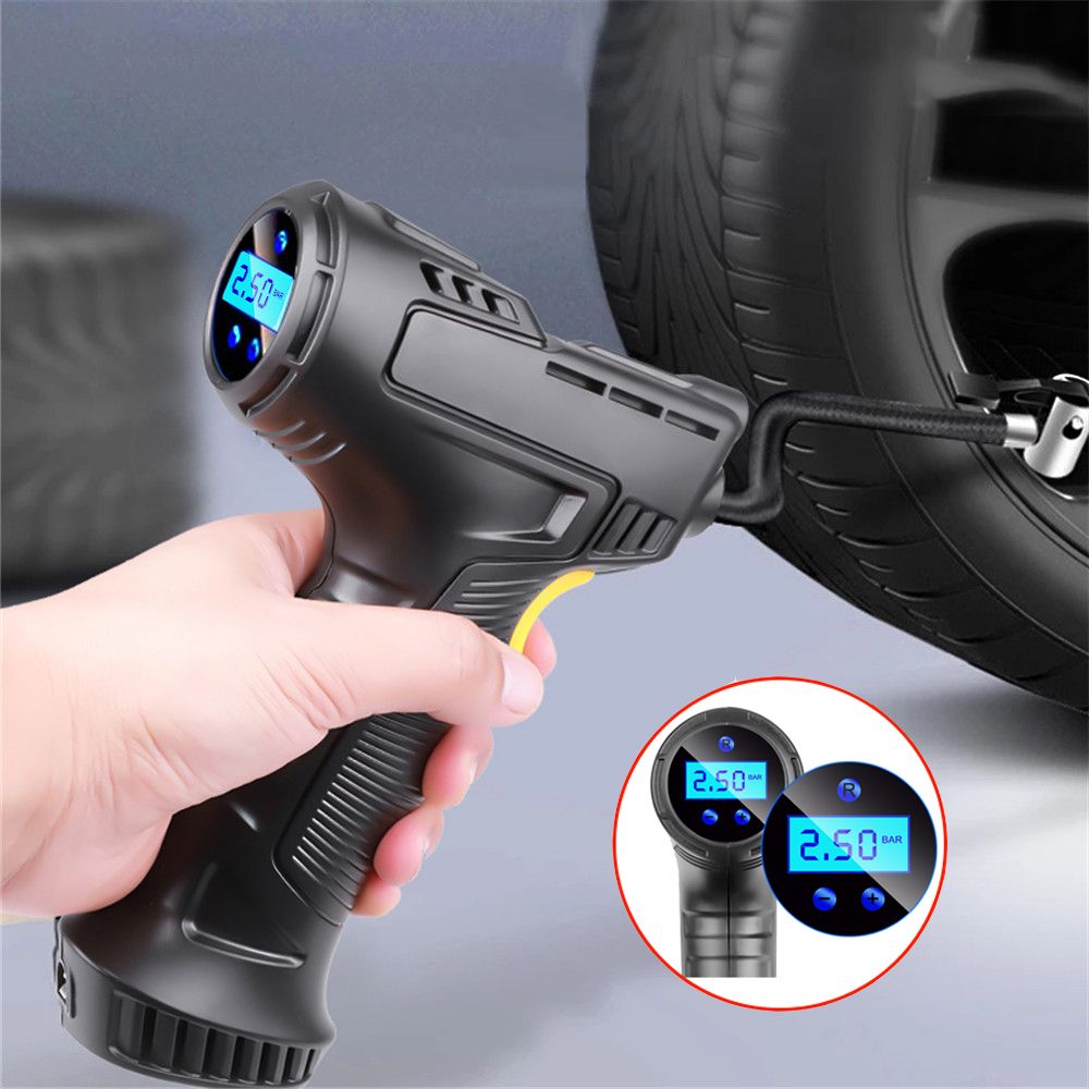 120W Car Air Pump, Wireless Inflatable Pump Portable Rechargeable Air Compressor Digital Car Automatic Tire Inflator Equipment