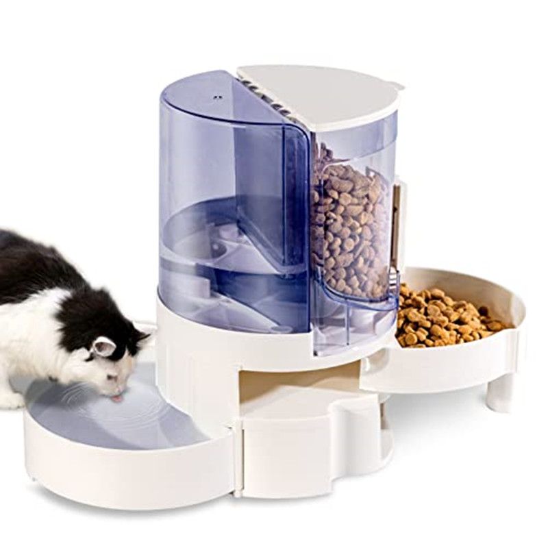 Automatic Cat Dog Feeder and Cat Water Dispenser in Set Rotating