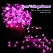 Outdoor Solar Flower String Lights Waterproof 50 LED Fairy Christmas Tree Patio Garden Fence Pink Decor