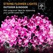Outdoor Solar Flower String Lights Waterproof 50 LED Fairy Christmas Tree Patio Garden Fence Pink Decor