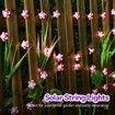 Outdoor Solar Flower String Lights Waterproof 50 LED Fairy Christmas Tree Patio Garden Fence Pink Decor