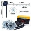 Outdoor Solar Flower String Lights Waterproof 50 LED Fairy Christmas Tree Patio Garden Fence Pink Decor