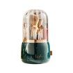 Rotating 360 Makeup Brush Holder Organizer Box with Lid Storage Dust Acrylic Cosmetics Holders Storage Cup(Dark Green)