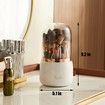 Rotating 360 Makeup Brush Holder Organizer Box with Lid Storage Dust Acrylic Cosmetics Holders Storage Cup(White)