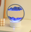 Moving Sand Art Picture With Light, 3d Kinetic Art Sand Sandscape In Motion Display For Home Decor Office Blue