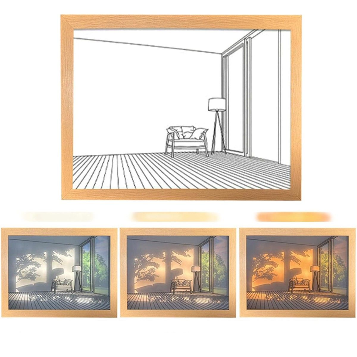 Lighting Painting Decoration, LED Picture Frame, Dimmable for Home Decor Room Office, Desktop,Housewarming Birthday Party (House 17*22.1cm)