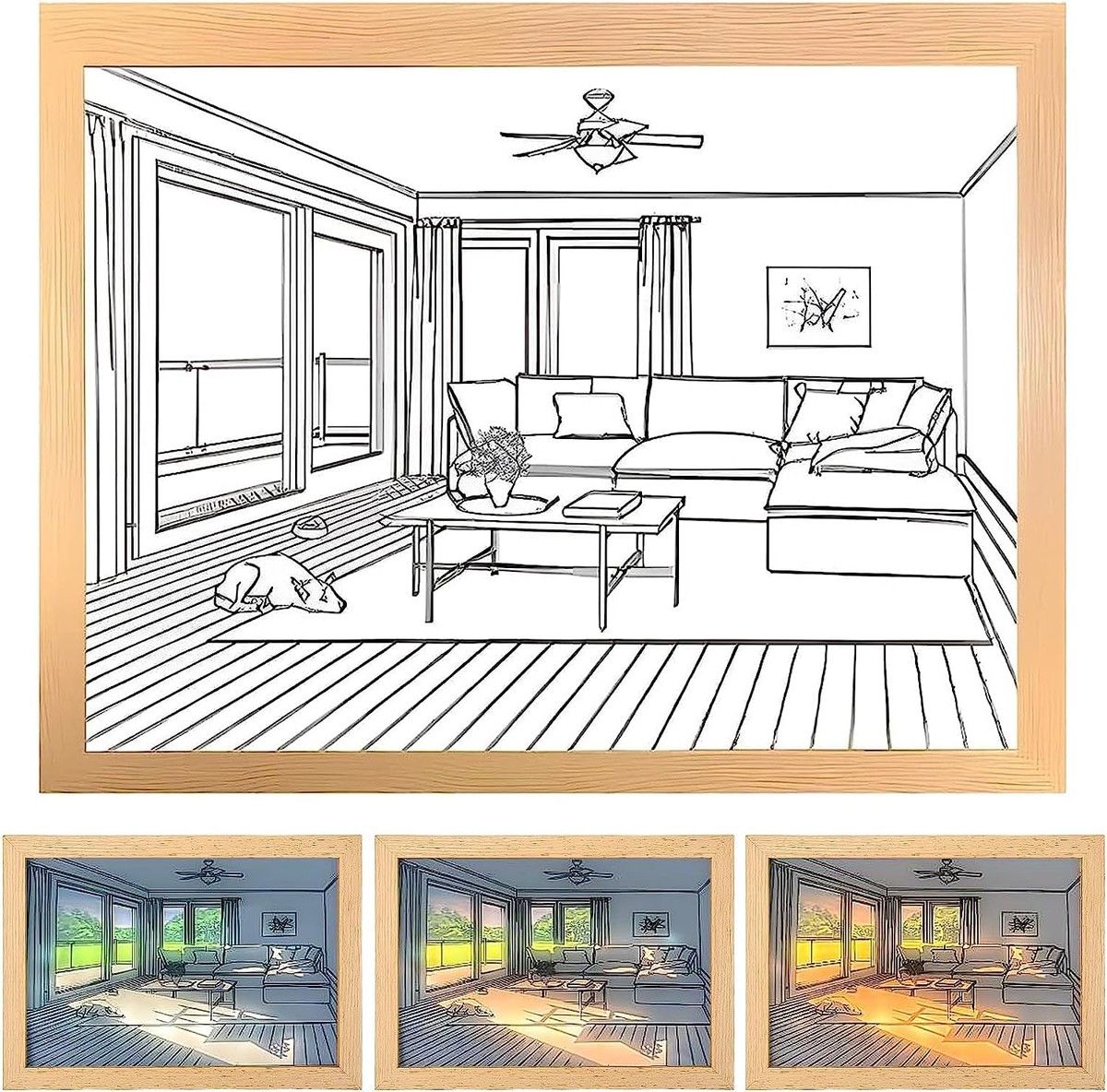 Lighting Painting Decoration, LED Picture Frame, Dimmable for Home Decor Room Office, Desktop,Housewarming Birthday Party (Dog 17*22.1cm)