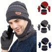 Pack Of 3 Winter Knitted Beanies, Hats, Collars, Warm Gloves, Fleece Lining, Infinity Scarf, Men's And Women's Gloves Color Red