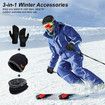 Pack Of 3 Winter Knitted Beanies, Hats, Collars, Warm Gloves, Fleece Lining, Infinity Scarf, Men's And Women's Gloves Color Red