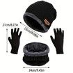 Pack Of 3 Winter Knitted Beanies, Hats, Collars, Warm Gloves, Fleece Lining, Infinity Scarf, Men's And Women's Gloves Color Red
