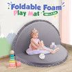 Baby Play Mat Padding Rug Memory Foam Washable Round Foldable Thick Carpet for Kids Bedroom Floor Activity Centre Grey