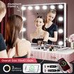 Maxkon Hollywood Makeup Mirror Vanity 12 LED Lighted Desk Wall Mounted Dimmable Lights Dressing Table Touch USB Phone Holder Aluminium