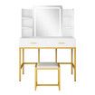 Maxkon Dressing Table Set Lighting Vanity Makeup Desk LED Lighted Mirror Bedroom Furniture With 2 Drawers 3 Adjustable Lights Cushioned Stool