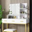 Maxkon Dressing Table Set Lighting Vanity Led Mirror Dresser Bedroom Furniture Makeup Desk With 10 Bulbs White Light 3 Drawers Cushion Stool