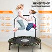 48 Inch Trampoline Mini Fitness Rebounder for Adults Kids Home Gym Workout Indoor Exercise Foldable Adjustable Handrail Genki