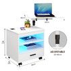 Smart Bedside Table LED End Desk Adjustable Night Stand Rotatable Laptop Workstation Bedroom Drawer Human Induction White