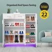 Wooden Shoe Storage Cabinet High Gloss Rack Organiser Shelf Drawer White with Doors RGB Light