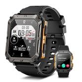 Smart Watch for Men Bluetooth Call,IP68 Waterproof Outdoor Tactical Rugged Smartwatch,1.83In HD Fitness Tracker Watch with Heart Rate Sleep Monitor for iOS Android Phone (Orange)