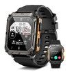 Smart Watch for Men Bluetooth Call,IP68 Waterproof Outdoor Tactical Rugged Smartwatch,1.83In HD Fitness Tracker Watch with Heart Rate Sleep Monitor for iOS Android Phone (Orange)