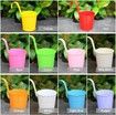 Metal Hanging Flower Pots, 10cm Plant Pots Hanging Flower Bucket with Detachable Hook for Balcony Fence Garden Home Decor (10 pcs)