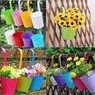 Metal Hanging Flower Pots, 10cm Plant Pots Hanging Flower Bucket with Detachable Hook for Balcony Fence Garden Home Decor (10 pcs)