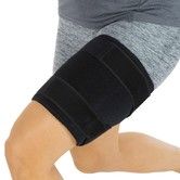 Thigh Brace,Hamstring Quad Wrap,Adjustable Compression Sleeve Support for Pulled Groin Muscle,Sprains,Quadricep,Tendinitis,Workouts,Sports Recovery (Black)
