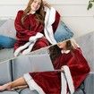 Hooded Cape Casual Lazy Blanket Double Pockets Soft Plush Cape Women'S Quilted Coat