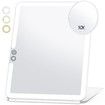Large Travel Makeup Mirror with 10X Magnifying Mirror,Travel Lighted Makeup Mirror,3 Color Lighting,Rechargeable 2000mAh Batteries,Portable Ultra Slim Vanity Mirror