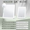 Large Travel Makeup Mirror with 10X Magnifying Mirror,Travel Lighted Makeup Mirror,3 Color Lighting,Rechargeable 2000mAh Batteries,Portable Ultra Slim Vanity Mirror