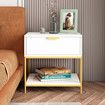 Bedside Table Cabinet Side Chest of Drawer Lamp Nightstand End Sofa Storage Bedroom Furniture Modern White Golden 50x40x50cm