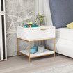 Bedside Table Cabinet Side Chest of Drawer Lamp Nightstand End Sofa Storage Bedroom Furniture Modern White Golden 50x40x50cm