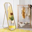Hexagonal Free Standing Mirror Full Length Gold Floor Vanity Foldable Stand Metal Frame