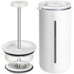 Travel French Press Coffee Maker,Heat Resistant Borosilicate Glass French Press with Stainless Steel Filter,Portable Coffee & Tea Maker for Camping,Office,15oz - White