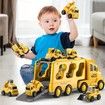 Construction Toddler Truck Toys,5-in-1 Friction Power Vehicle Car Toy,Carrier Truck Toys,Christmas Birthday Gifts,Age 3+