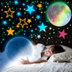 Glow in The Dark Stars Stickers Moon for Kids Bedroom,Luminous Stars Stickers Create a Realistic Starry Sky,Room Decor,Wall Stickers Colorful