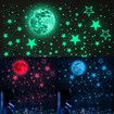 Glow in The Dark Stars Stickers Moon for Kids Bedroom,Luminous Stars Stickers Create a Realistic Starry Sky,Room Decor,Wall Stickers Colorful